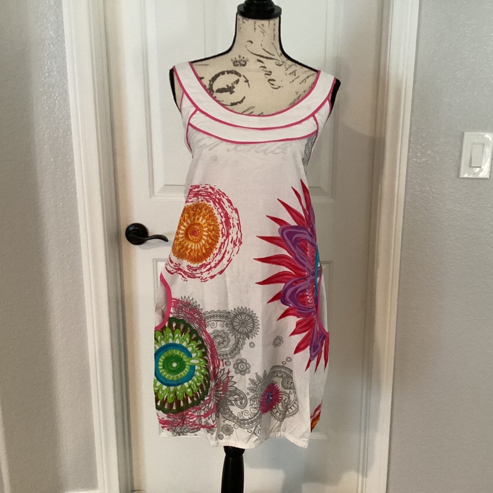 Coton Du Monde Women Dress, Size 40 (8), Color Multi Color